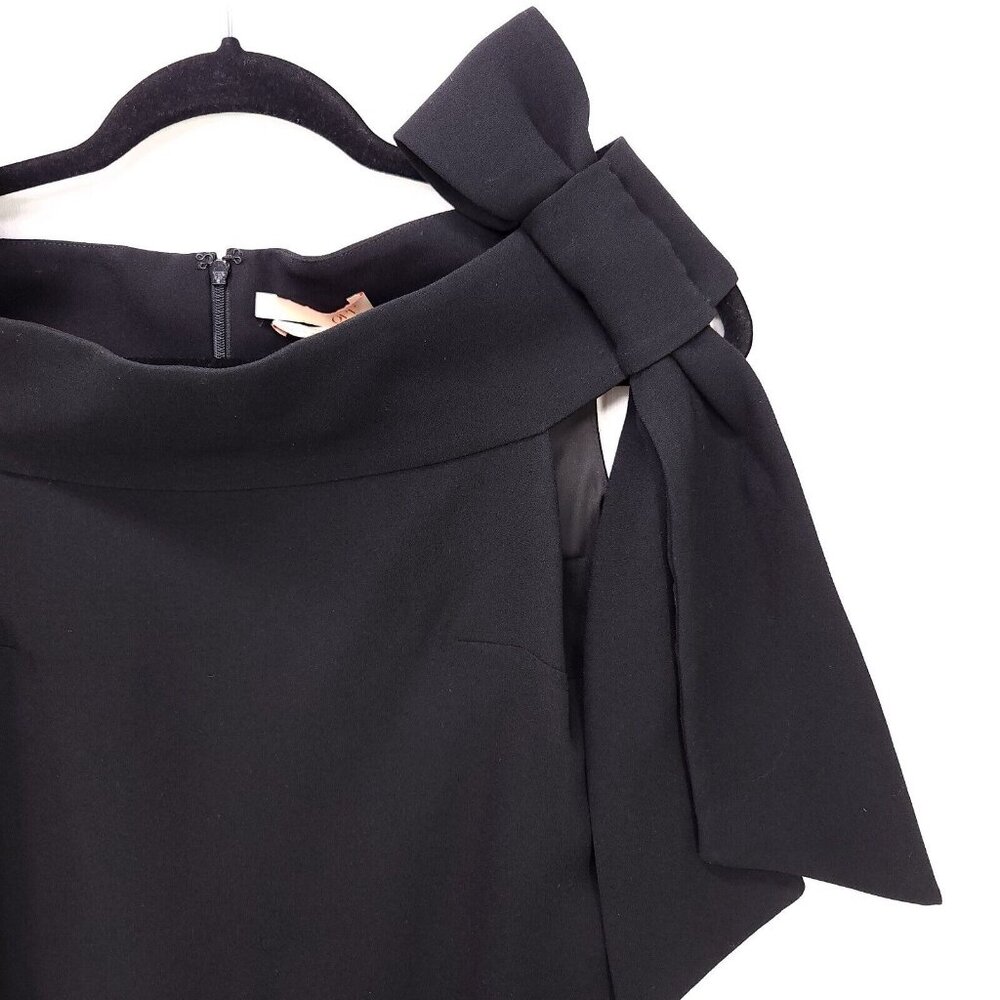 OVV Coktail Dress Black Mini Off Shoulder Big Bow Detail Classic Size Small - Picture 4 of 13